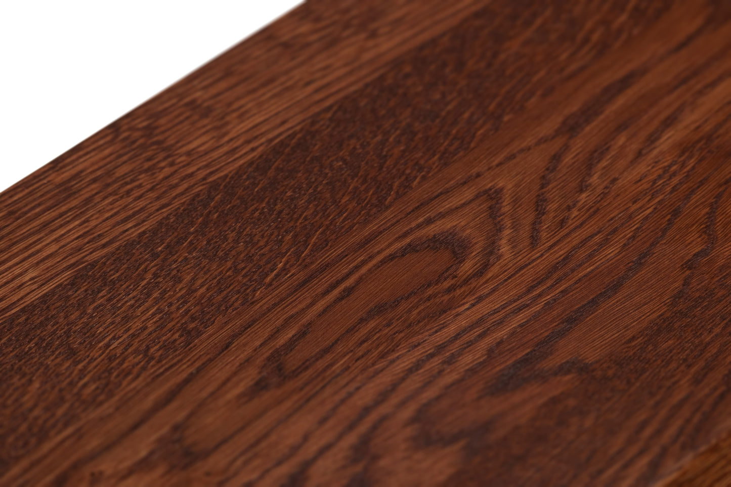 Stair tread Windowsill with wide overhang (5 cm deep) Oak A/B, full stave lamellas, 20 mm, English Red + Natural oil, with rounded corners (radius 20 mm)