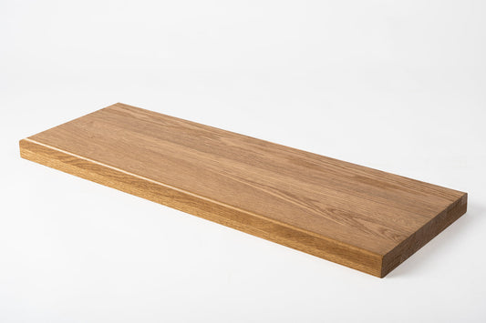 Shelf Stair tread Riser Windowsill Oak A/B, full stave lamellas,  40 mm, 2-layer, Bronze oil