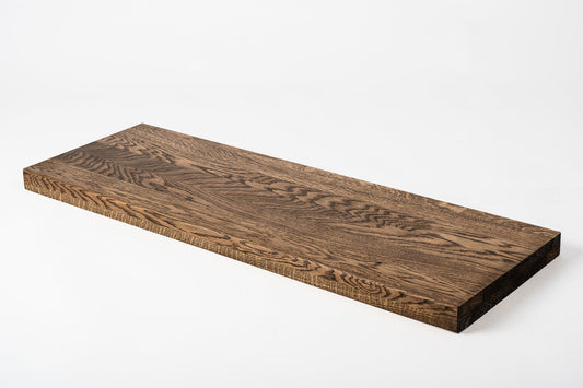 Shelf Stair tread Riser Windowsill Oak A/B, full stave lamellas,  40 mm, 2-layer, Smoked oil