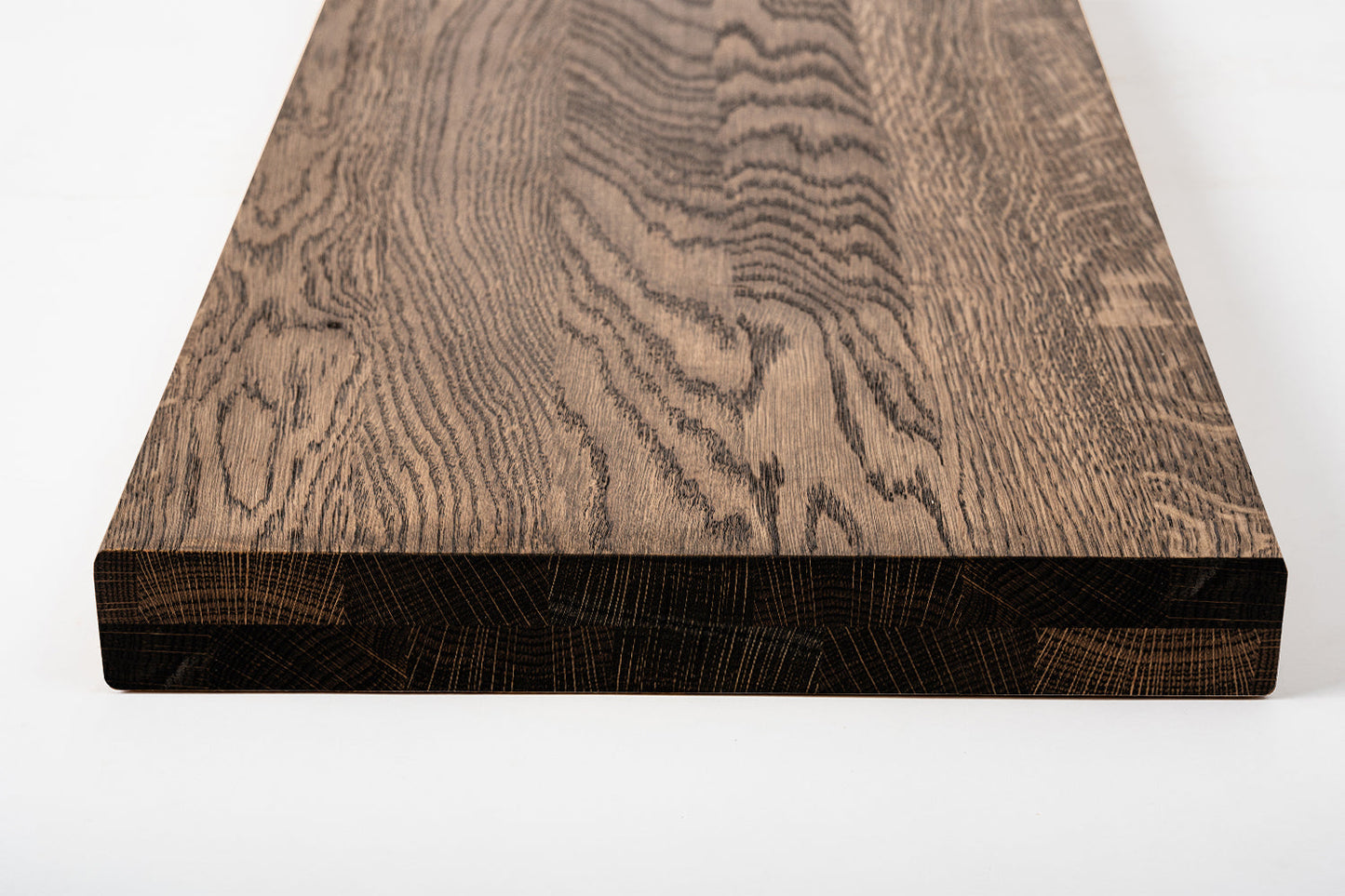 Tablette Marche d'escalier Elévation Appui de fenêtre Chêne A/B, lamelles entières, 40 mm, 2 plis, Huile fumée