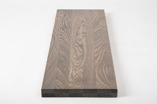 Shelf Stair tread Riser Windowsill Oak A/B, full stave lamellas,  40 mm, 2-layer, Graphite oil