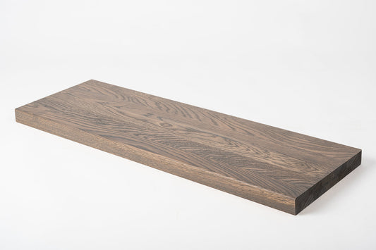 Shelf Stair tread Riser Windowsill Oak A/B, full stave lamellas,  40 mm, 2-layer, Graphite oil