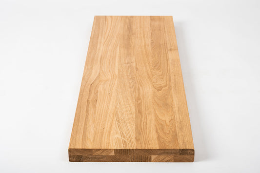 Shelf Stair tread Riser Windowsill Oak A/B, full stave lamellas,  40 mm, 2-layer, Hard wax oil Natural (colourless)