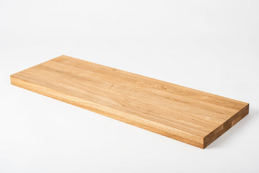Shelf Stair tread Riser Windowsill Oak A/B, full stave lamellas,  40 mm, 2-layer, Hard wax oil Natural (colourless)