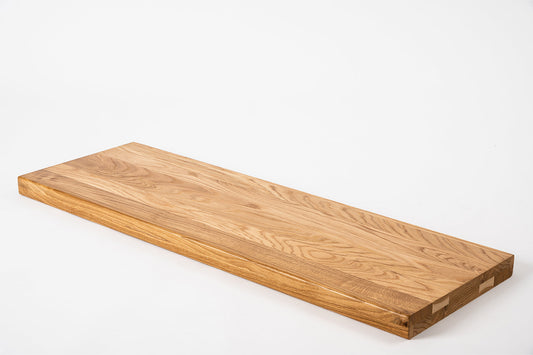 Shelf Stair tread Riser Windowsill Oak A/B, full stave lamellas,  40 mm, 2-layer, Matte lacquered