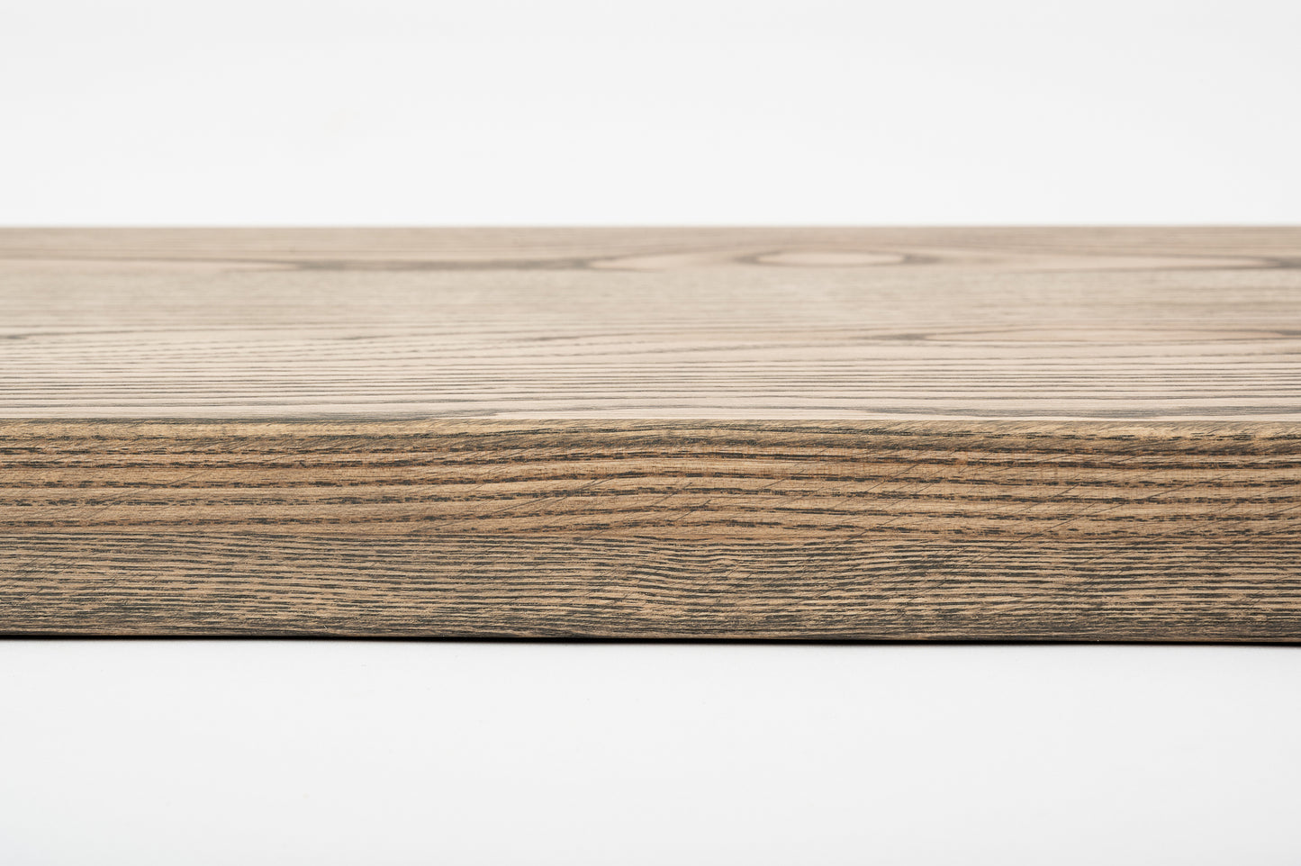 Stair tread Windowsill with overhang Ash A/B, full stave lamellas, 20 mm, Graphite oil