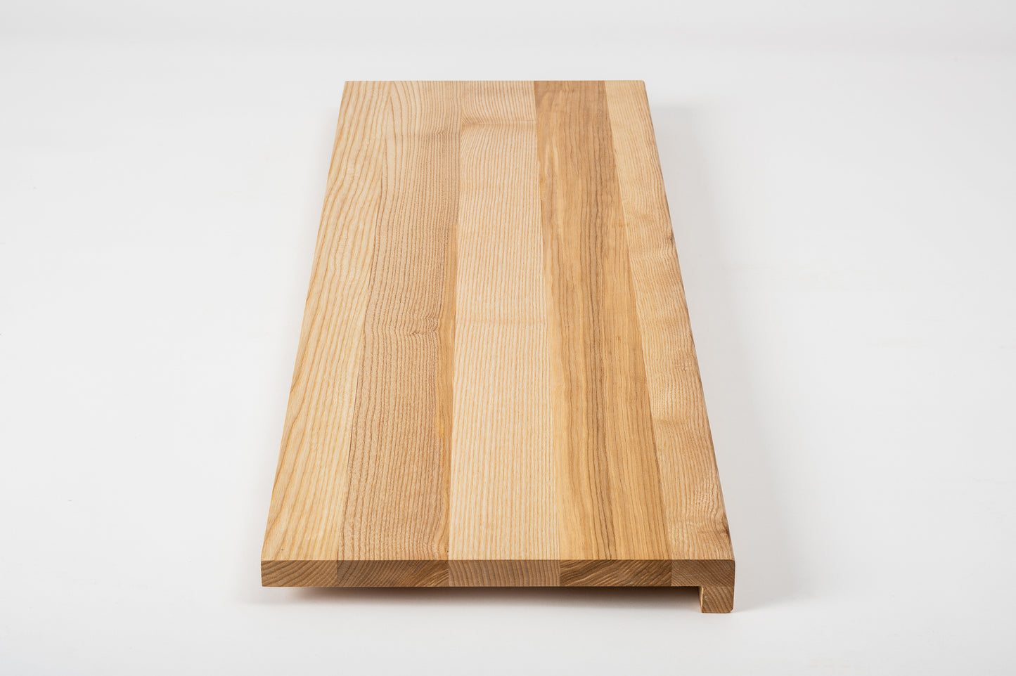 Stair tread Windowsill with overhang Ash A/B, full stave lamellas, 20 mm, Hard wax oil Natural (colourless)