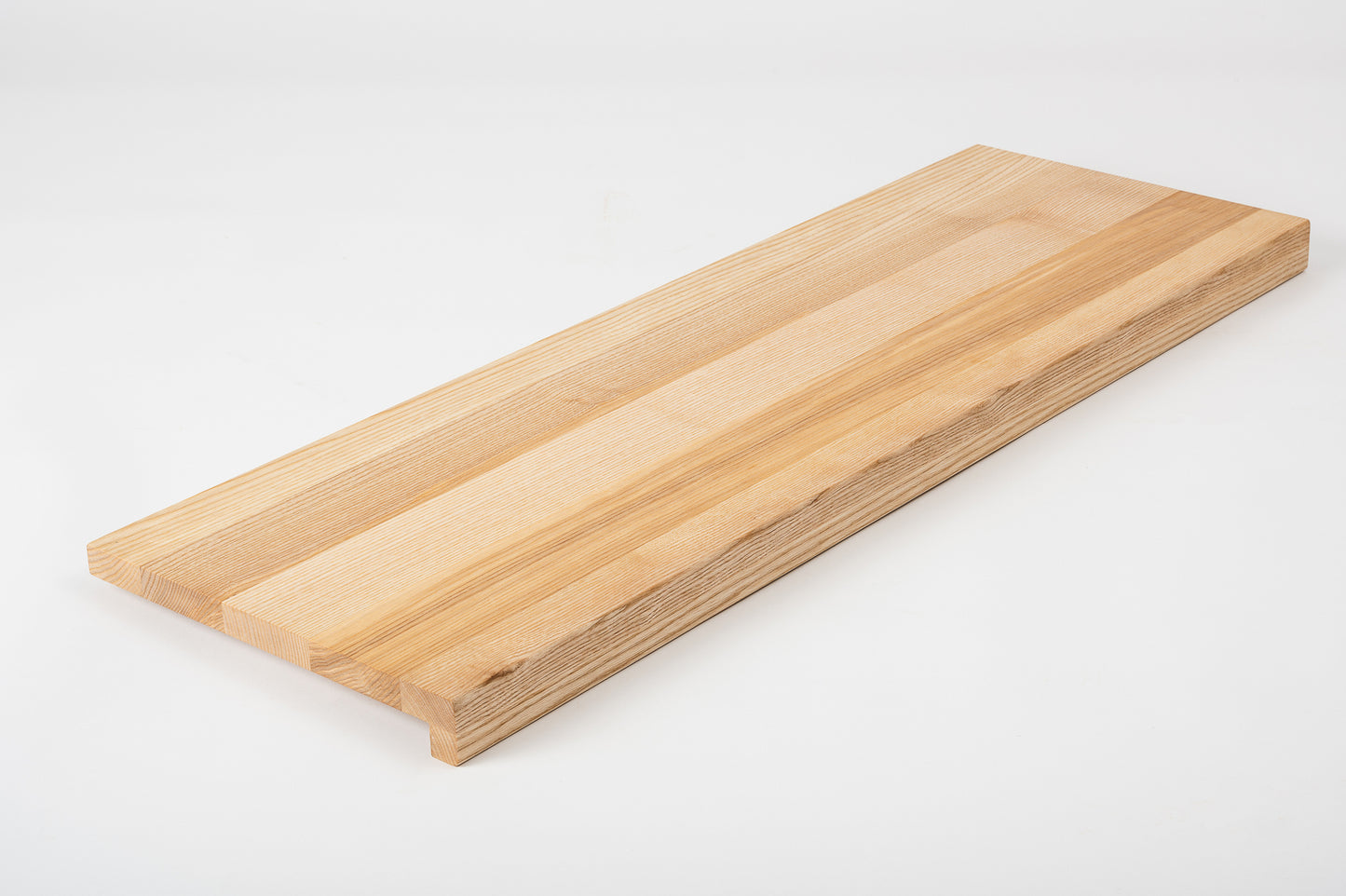 Stair tread Windowsill with overhang Ash A/B, full stave lamellas, 20 mm, Hard wax oil Natural (colourless)