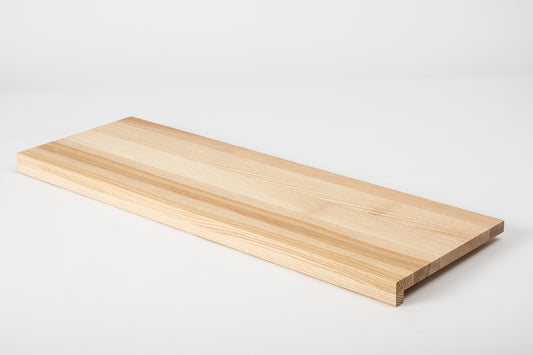 Stair tread Windowsill with overhang Ash A/B, full stave lamellas, 20 mm, Hard wax oil Natural white