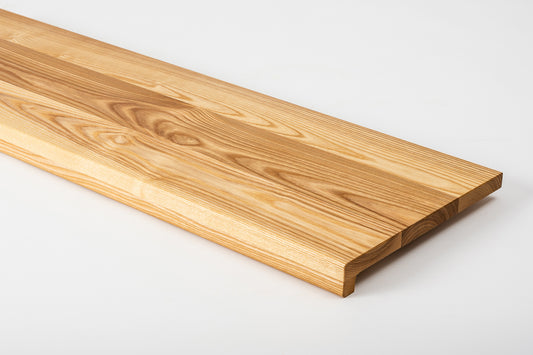 Stair tread Windowsill with overhang Ash A/B, full stave lamellas, 20 mm, Natural oil