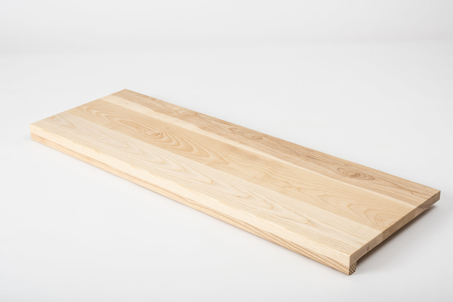 Stair tread Windowsill with overhang Ash A/B, full stave lamellas, 20 mm, Unfinished