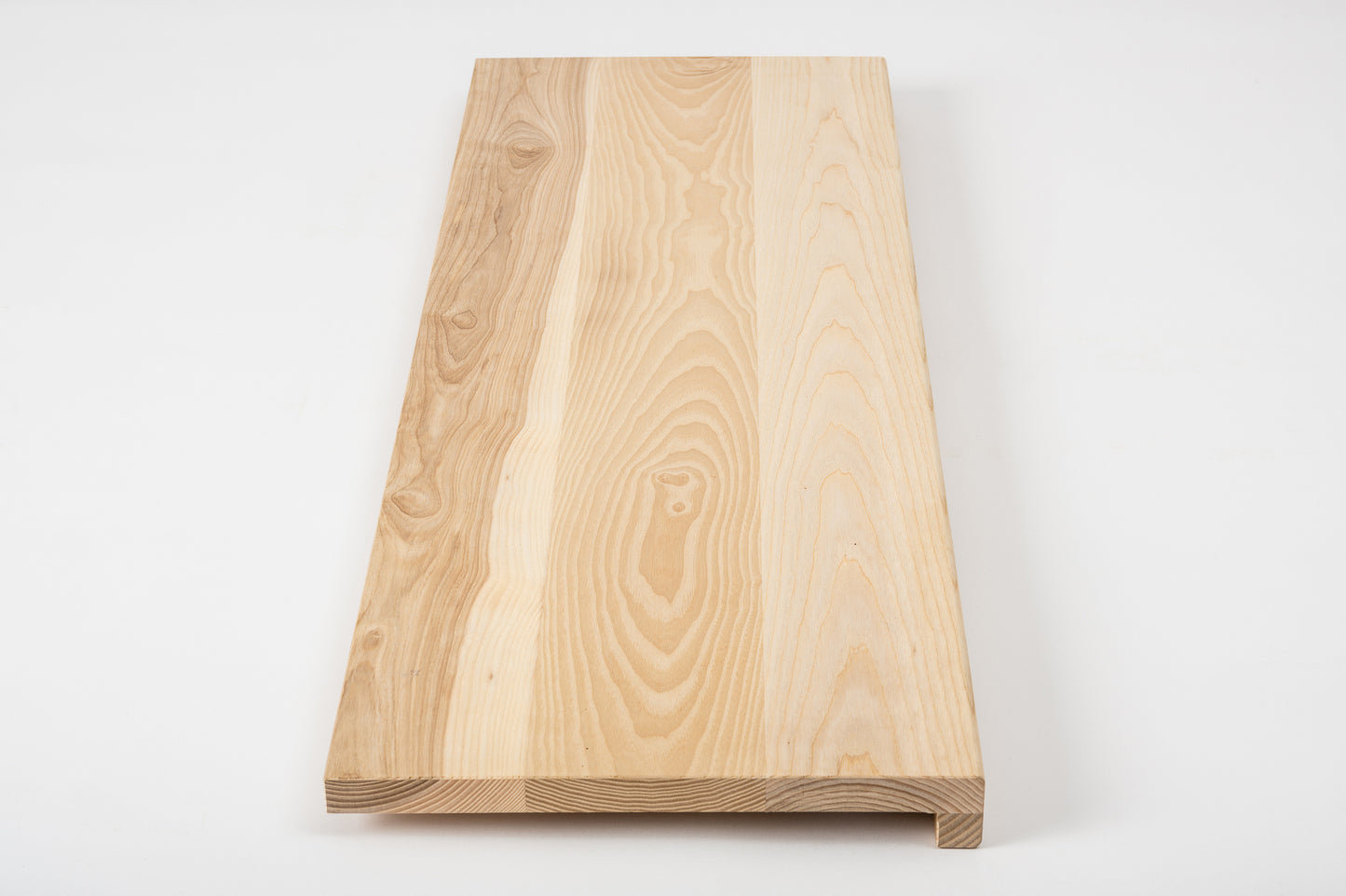 Stair tread Windowsill with overhang Ash A/B, full stave lamellas, 20 mm, Unfinished