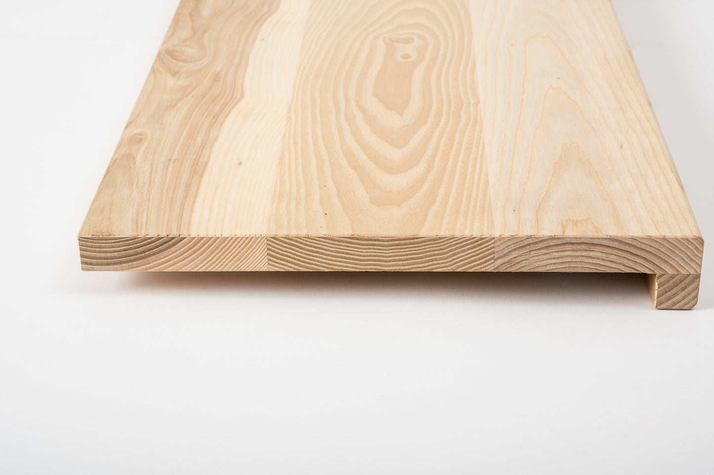 Stair tread Windowsill with overhang Ash A/B, full stave lamellas, 20 mm, Unfinished