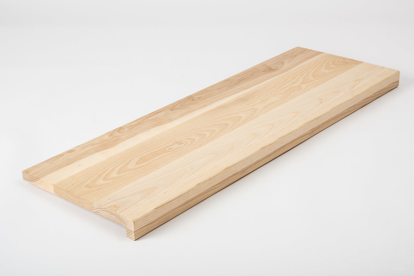 Stair tread Windowsill with overhang Ash A/B, full stave lamellas, 20 mm, Unfinished