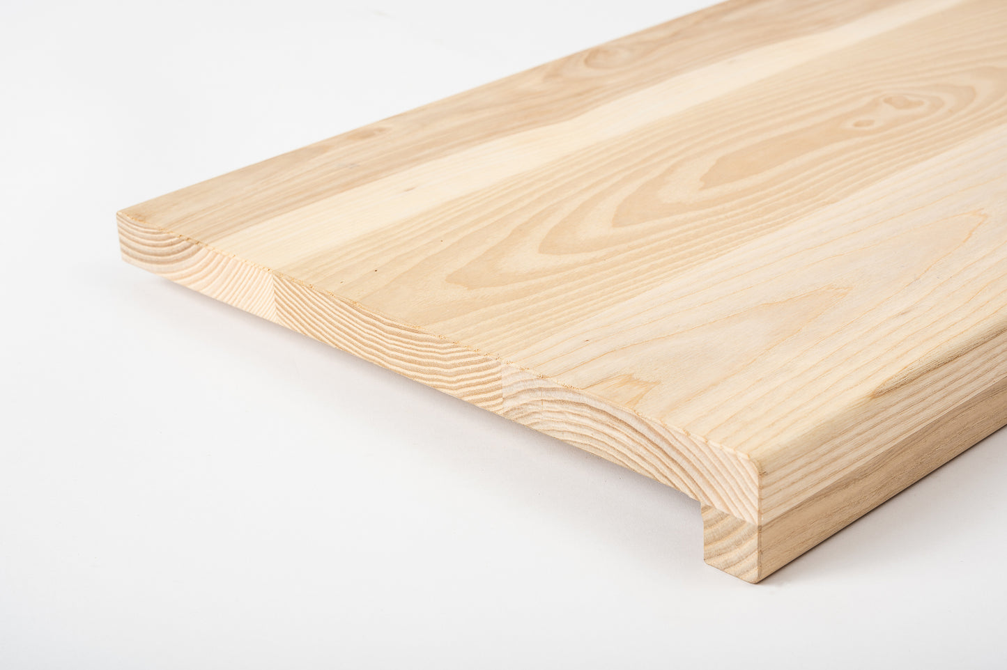 Stair tread Windowsill with overhang Ash A/B, full stave lamellas, 20 mm, Unfinished