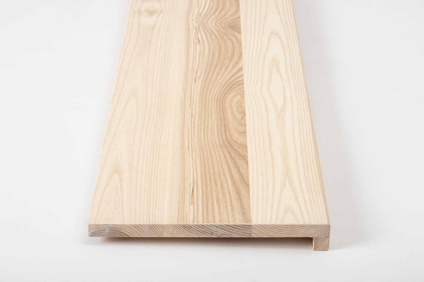 Stair tread Windowsill with overhang Ash A/B, full stave lamellas, 20 mm, White oil