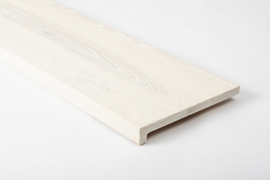 Stair tread Windowsill with overhang Ash A/B, full stave lamellas, 20 mm, Brushed, Chalked white oil