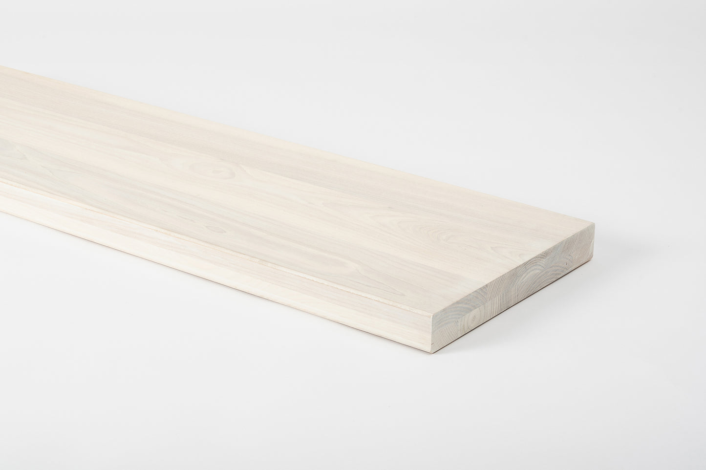 Shelf Stair tread Riser Windowsill Ash A/B, full stave lamellas, 40 mm, 2-layer, Brushed, Chalked white oil