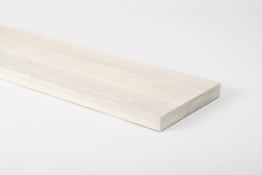 Shelf Stair tread Riser Windowsill Ash A/B, full stave lamellas, 40 mm, 2-layer, Brushed, Chalked white oil