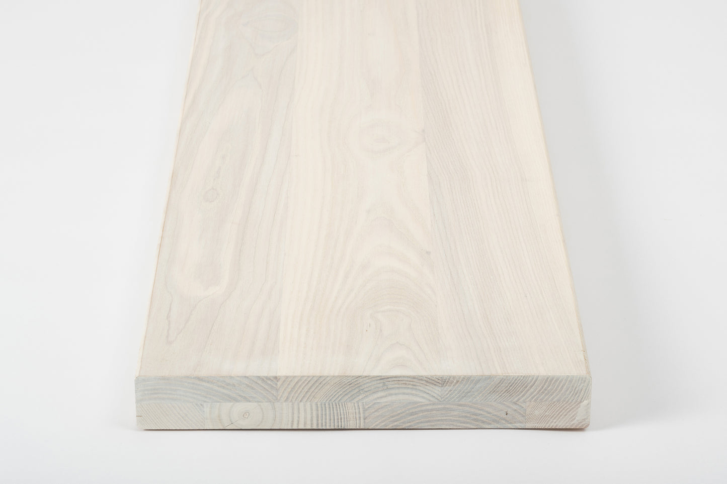 Shelf Stair tread Riser Windowsill Ash A/B, full stave lamellas, 40 mm, 2-layer, Brushed, Chalked white oil