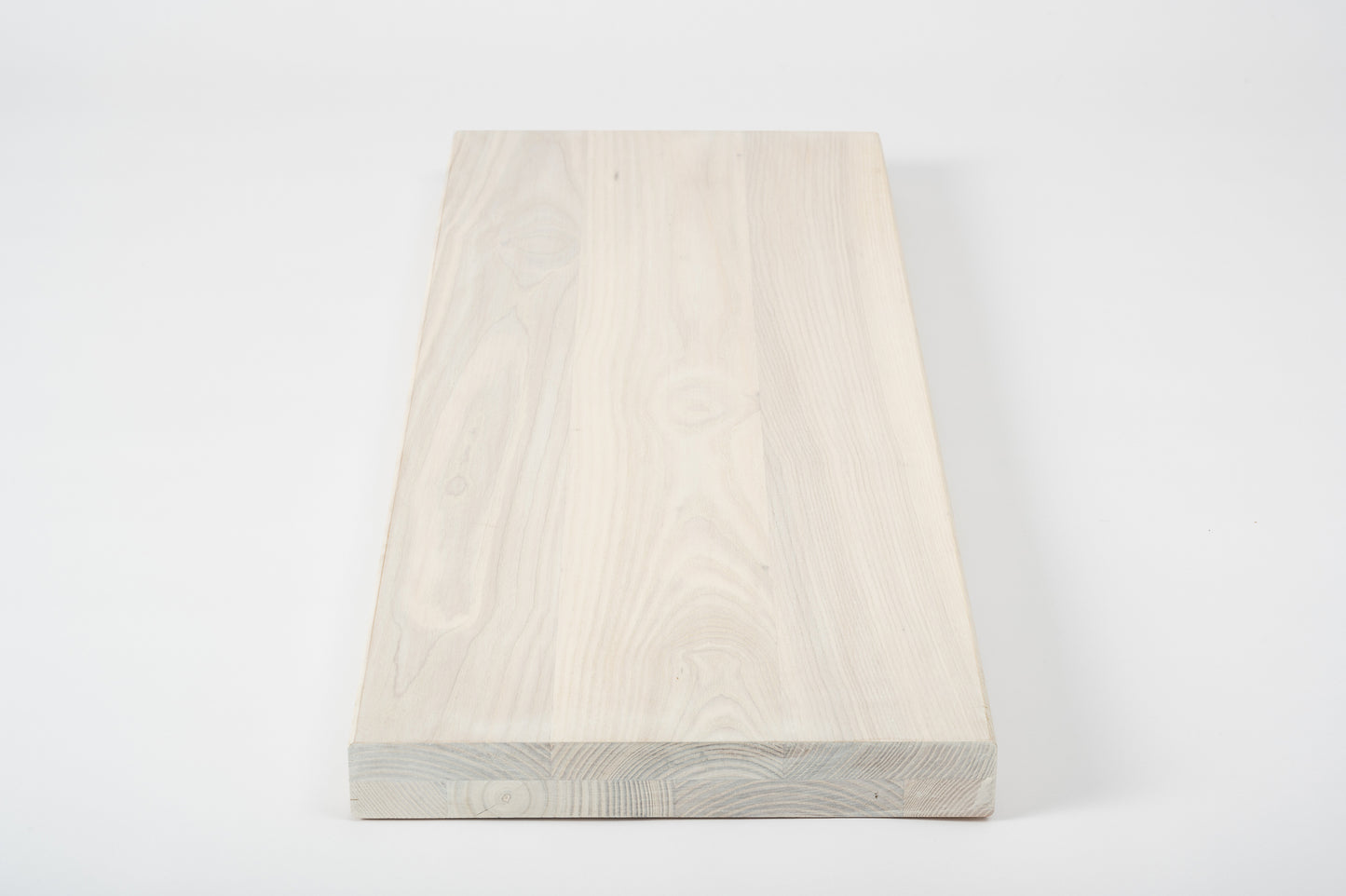 Shelf Stair tread Riser Windowsill Ash A/B, full stave lamellas, 40 mm, 2-layer, Brushed, Chalked white oil