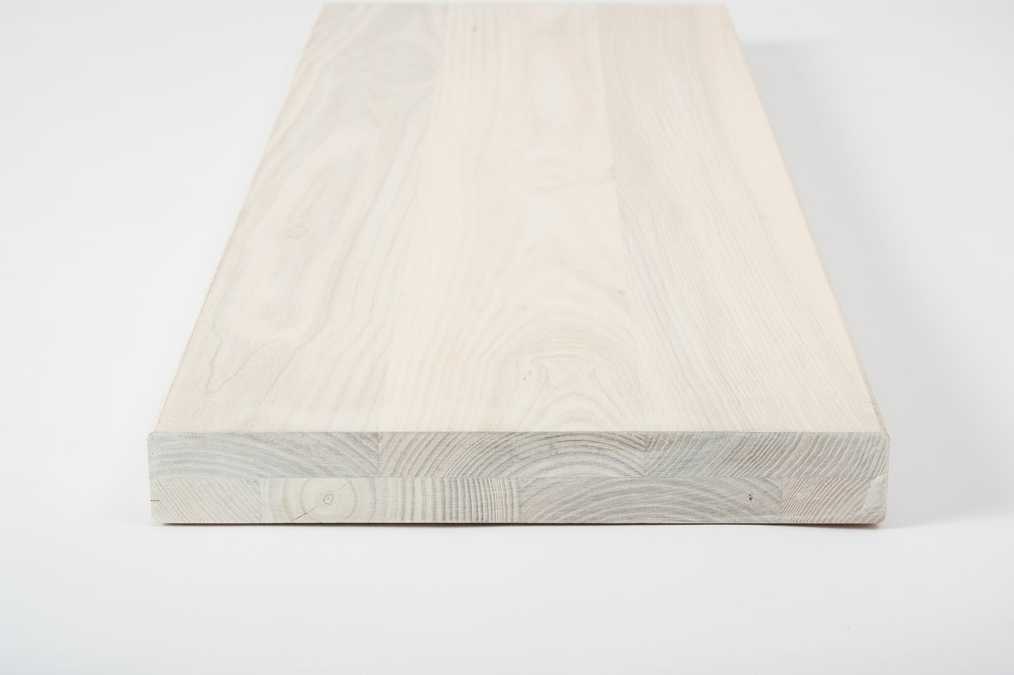 Shelf Stair tread Riser Windowsill Ash A/B, full stave lamellas, 40 mm, 2-layer, Brushed, Chalked white oil