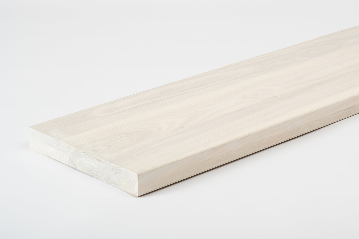 Shelf Stair tread Riser Windowsill Ash A/B, full stave lamellas, 40 mm, 2-layer, Brushed, Chalked white oil