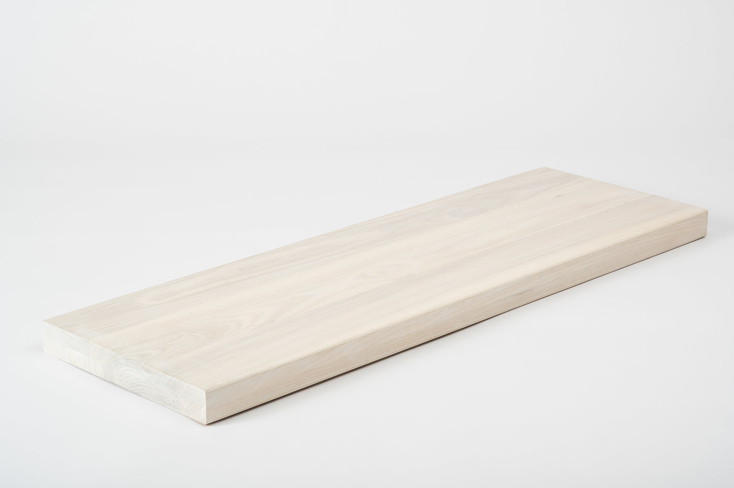 Shelf Stair tread Riser Windowsill Ash A/B, full stave lamellas, 40 mm, 2-layer, Brushed, Chalked white oil