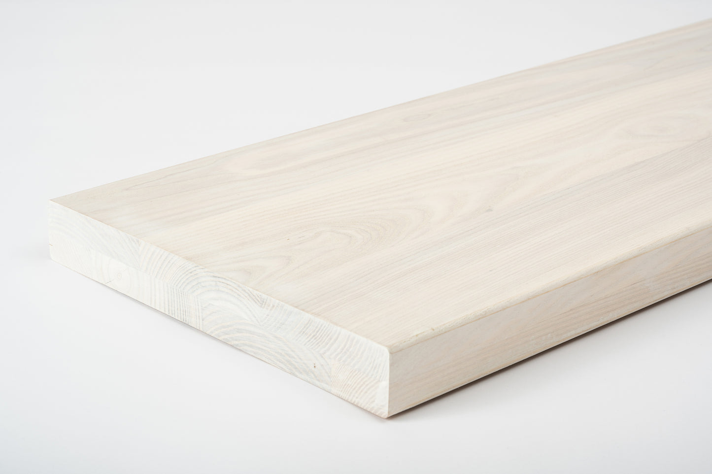 Shelf Stair tread Riser Windowsill Ash A/B, full stave lamellas, 40 mm, 2-layer, Brushed, Chalked white oil