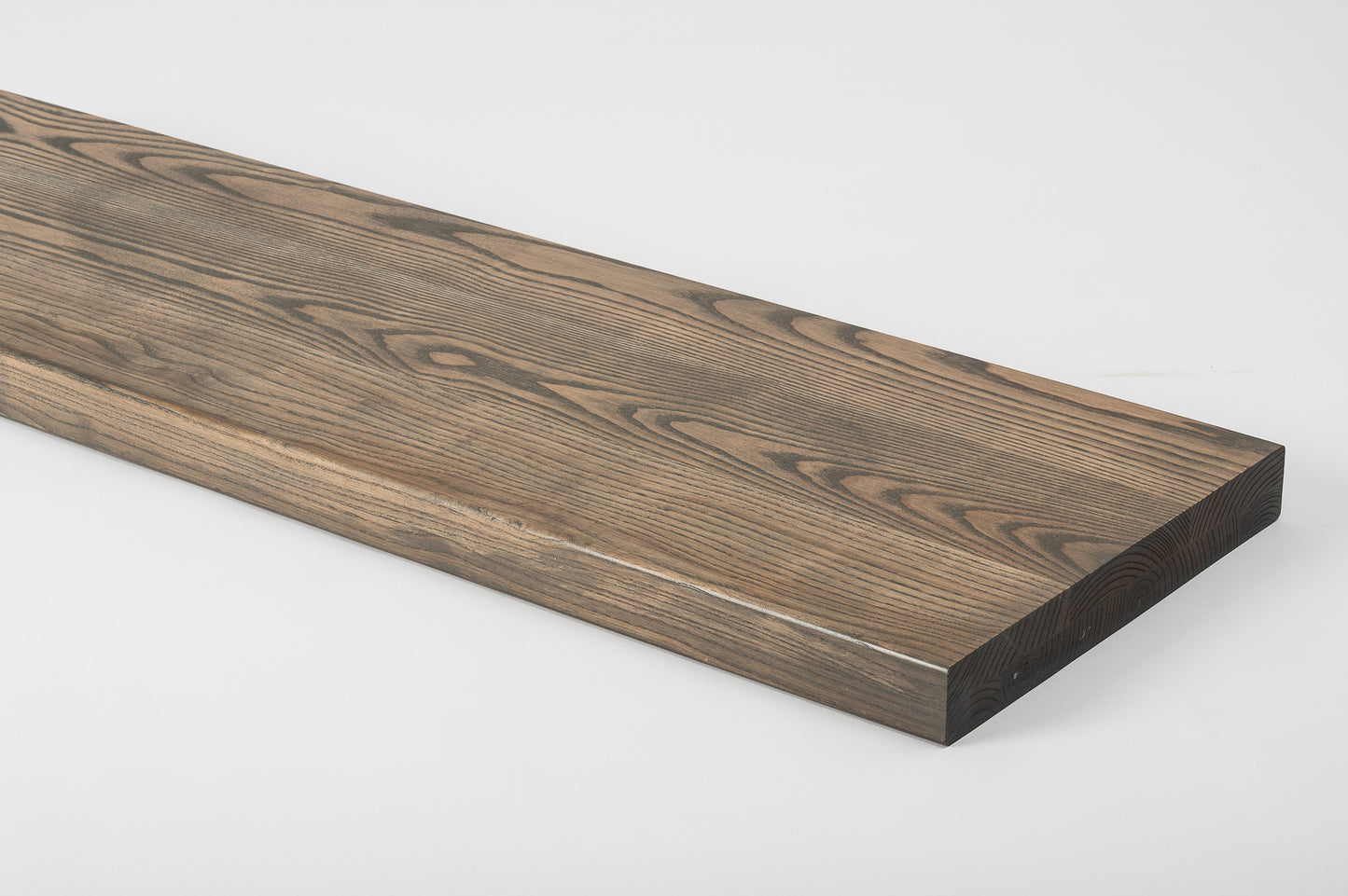 Shelf Stair tread Riser Windowsill Ash A/B, full stave lamellas, 40 mm, 2-layer, Graphite oil