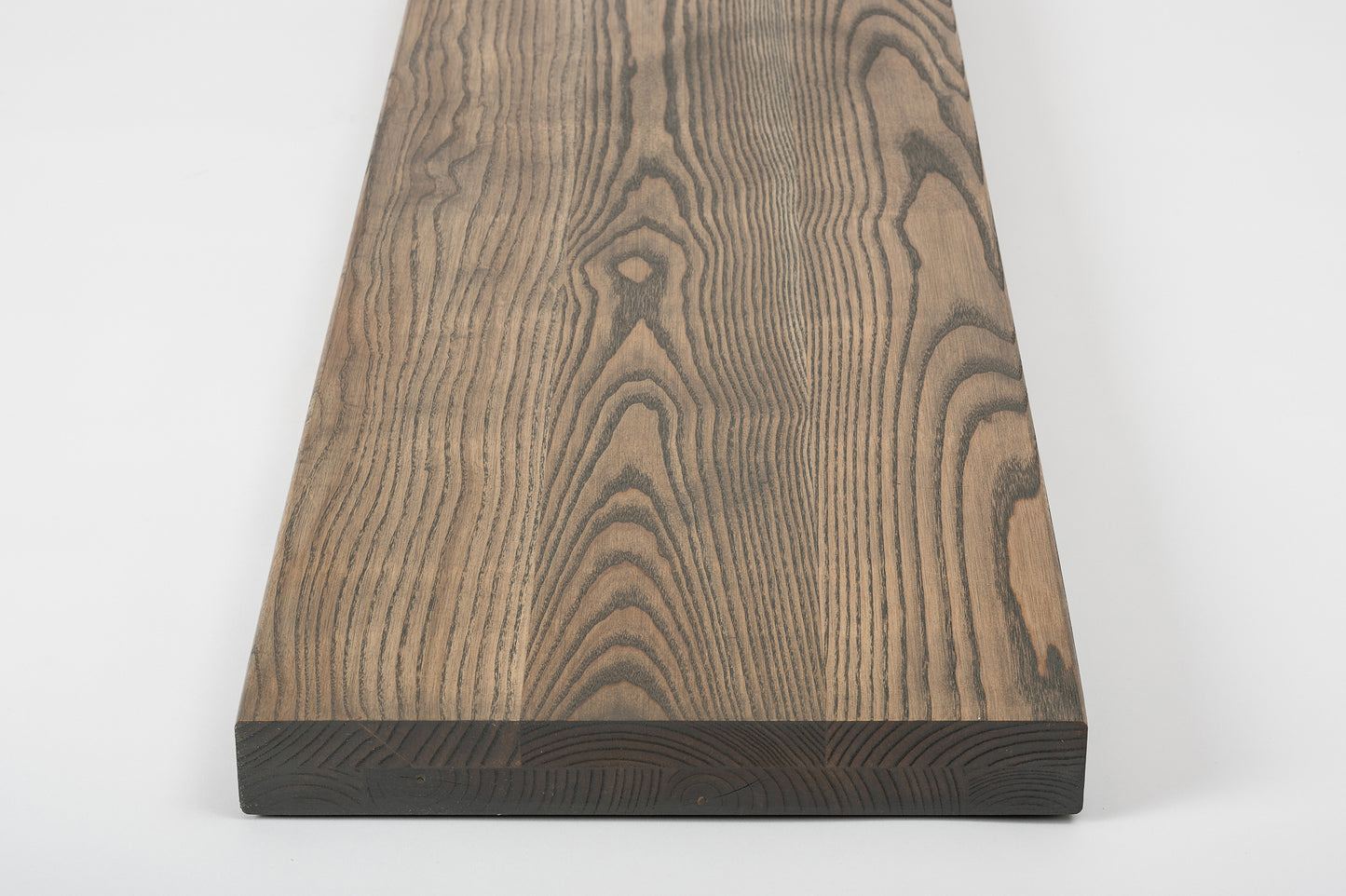 Shelf Stair tread Riser Windowsill Ash A/B, full stave lamellas, 40 mm, 2-layer, Graphite oil