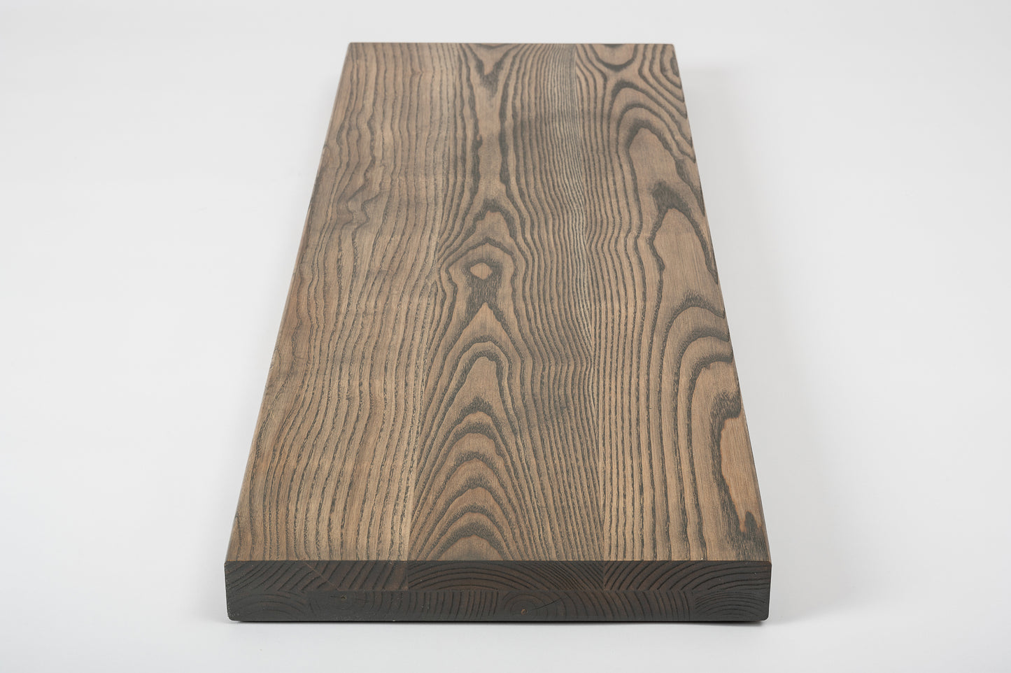 Shelf Stair tread Riser Windowsill Ash A/B, full stave lamellas, 40 mm, 2-layer, Graphite oil
