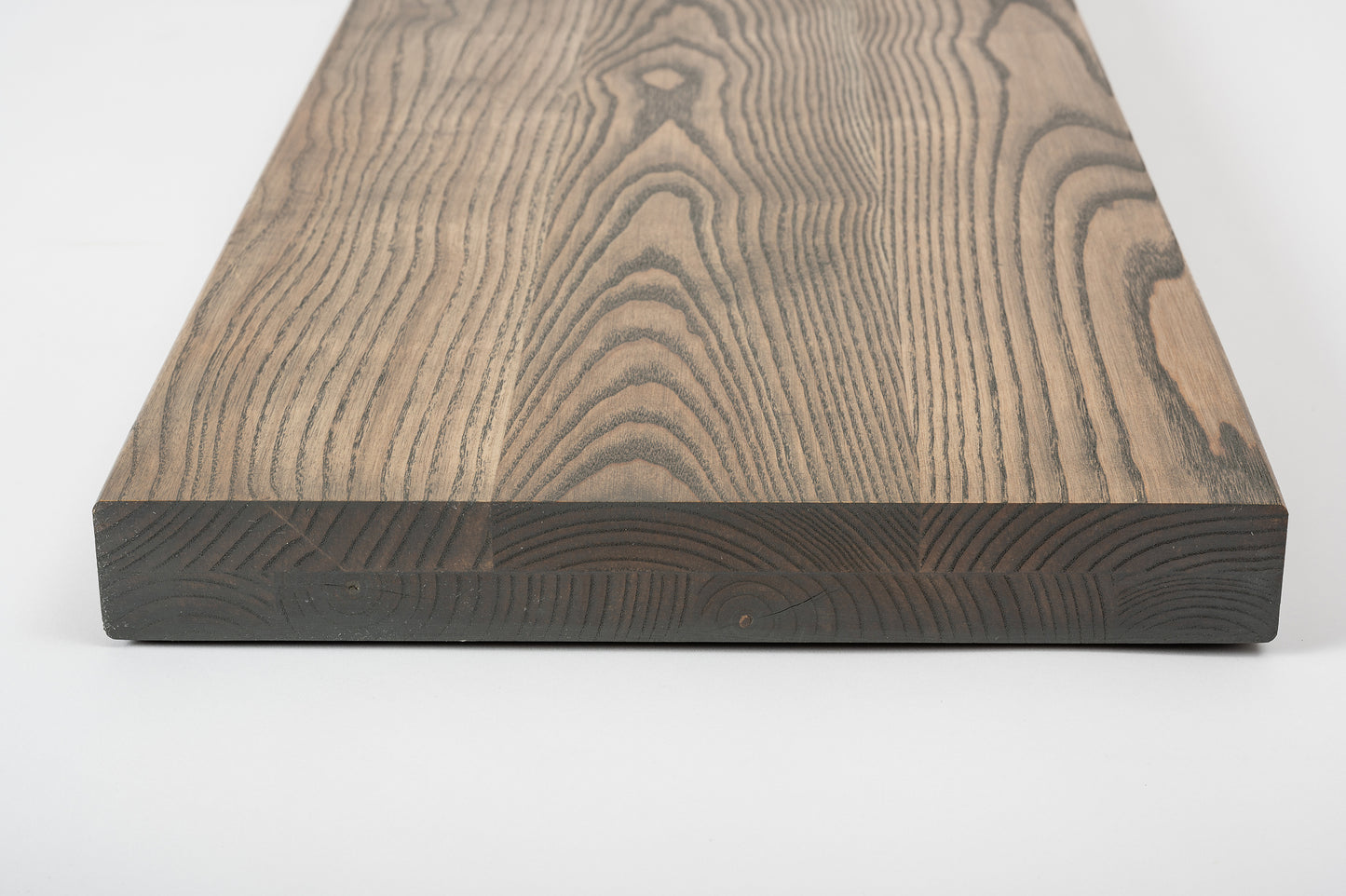 Shelf Stair tread Riser Windowsill Ash A/B, full stave lamellas, 40 mm, 2-layer, Graphite oil