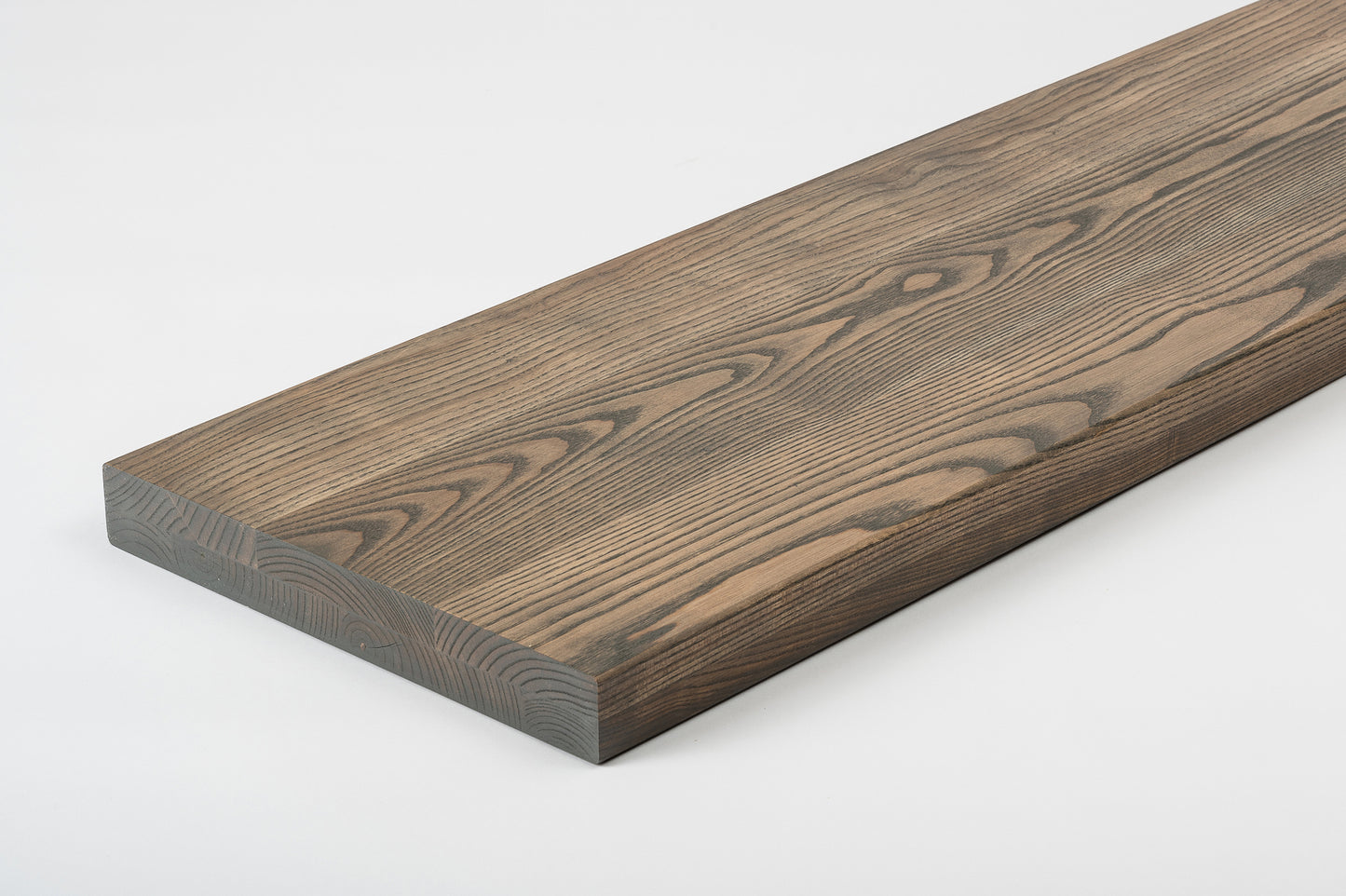 Shelf Stair tread Riser Windowsill Ash A/B, full stave lamellas, 40 mm, 2-layer, Graphite oil