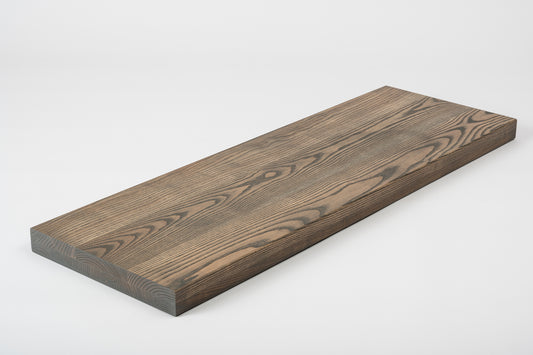Shelf Stair tread Riser Windowsill Ash A/B, full stave lamellas, 40 mm, 2-layer, Graphite oil
