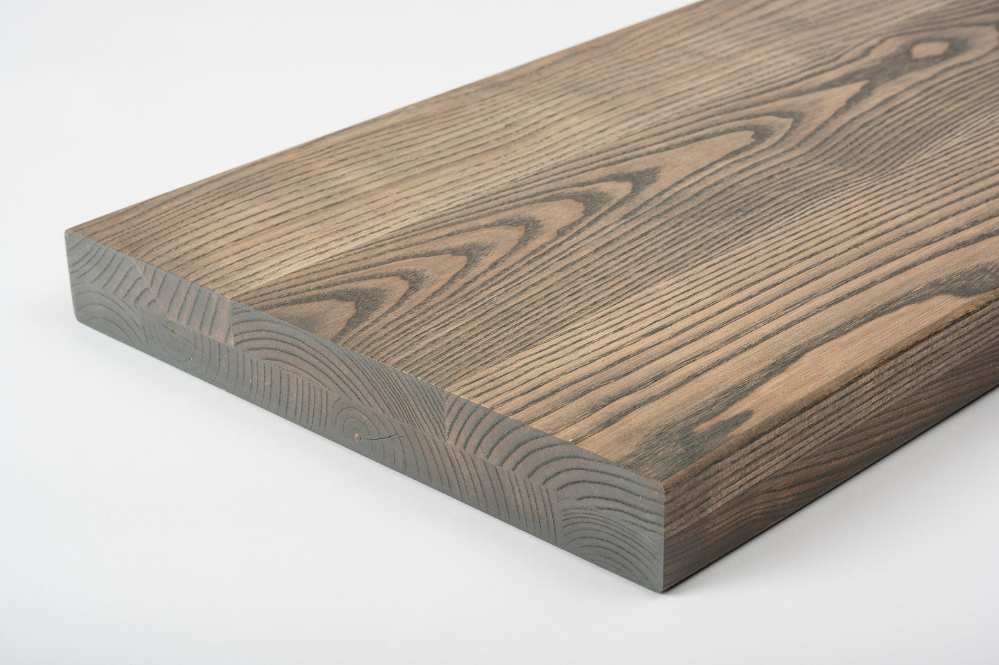 Shelf Stair tread Riser Windowsill Ash A/B, full stave lamellas, 40 mm, 2-layer, Graphite oil