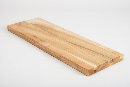 Shelf Stair tread Riser Windowsill Ash A/B, full stave lamellas, 40 mm, 2-layer, Hard wax oil Natural (colourless)