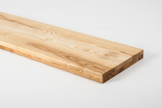 Shelf Stair tread Riser Windowsill Ash A/B, full stave lamellas, 40 mm, 2-layer, Matte lacquered