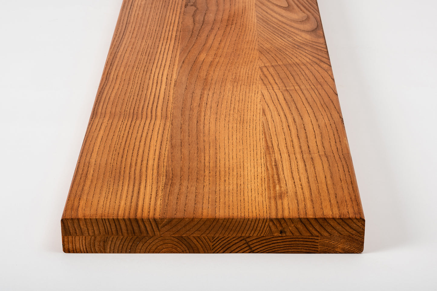 Shelf Stair tread Riser Windowsill Ash A/B, full stave lamellas, 40 mm, 2-layer, Cherry oil