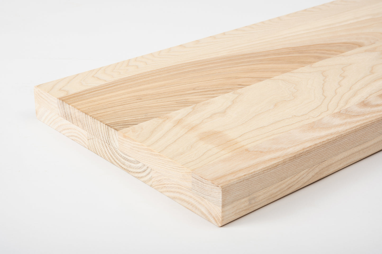 Shelf Stair tread Riser Windowsill Ash A/B, full stave lamellas, 40 mm, 2-layer, White oil