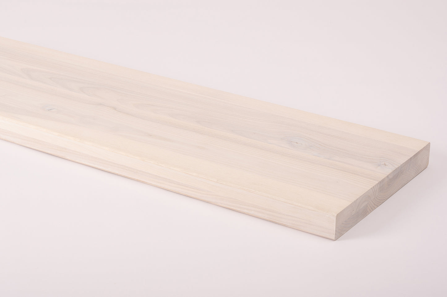 Shelf Stair tread Riser Windowsill Ash Rustic, full stave lamellas, 40 mm, 2-layer, Brushed, Chalked white oil