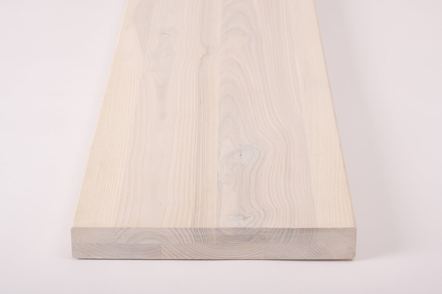 Shelf Stair tread Riser Windowsill Ash Rustic, full stave lamellas, 40 mm, 2-layer, Brushed, Chalked white oil
