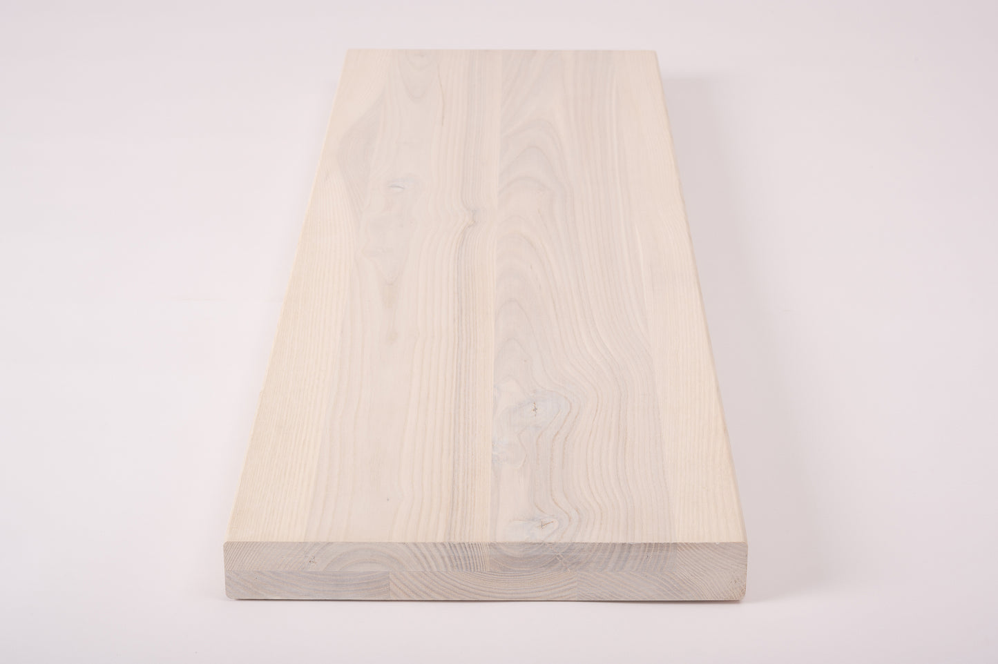 Shelf Stair tread Riser Windowsill Ash Rustic, full stave lamellas, 40 mm, 2-layer, Brushed, Chalked white oil