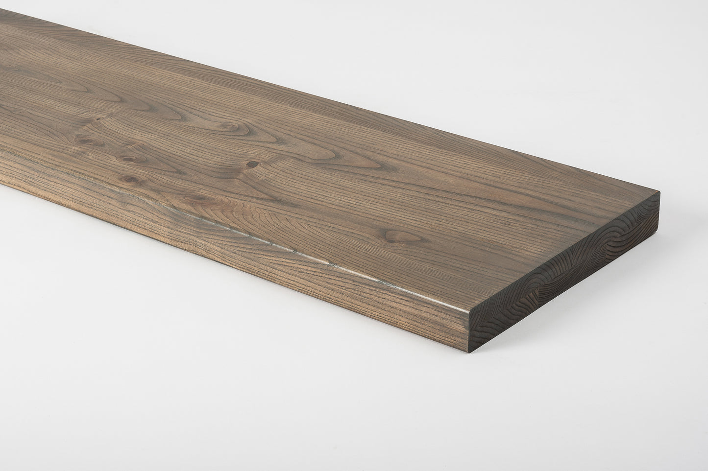 Shelf Stair tread Riser Windowsill Ash Rustic, full stave lamellas, 40 mm, 2-layer, Graphite oil