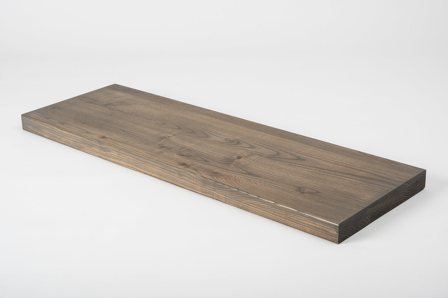 Shelf Stair tread Riser Windowsill Ash Rustic, full stave lamellas, 40 mm, 2-layer, Graphite oil