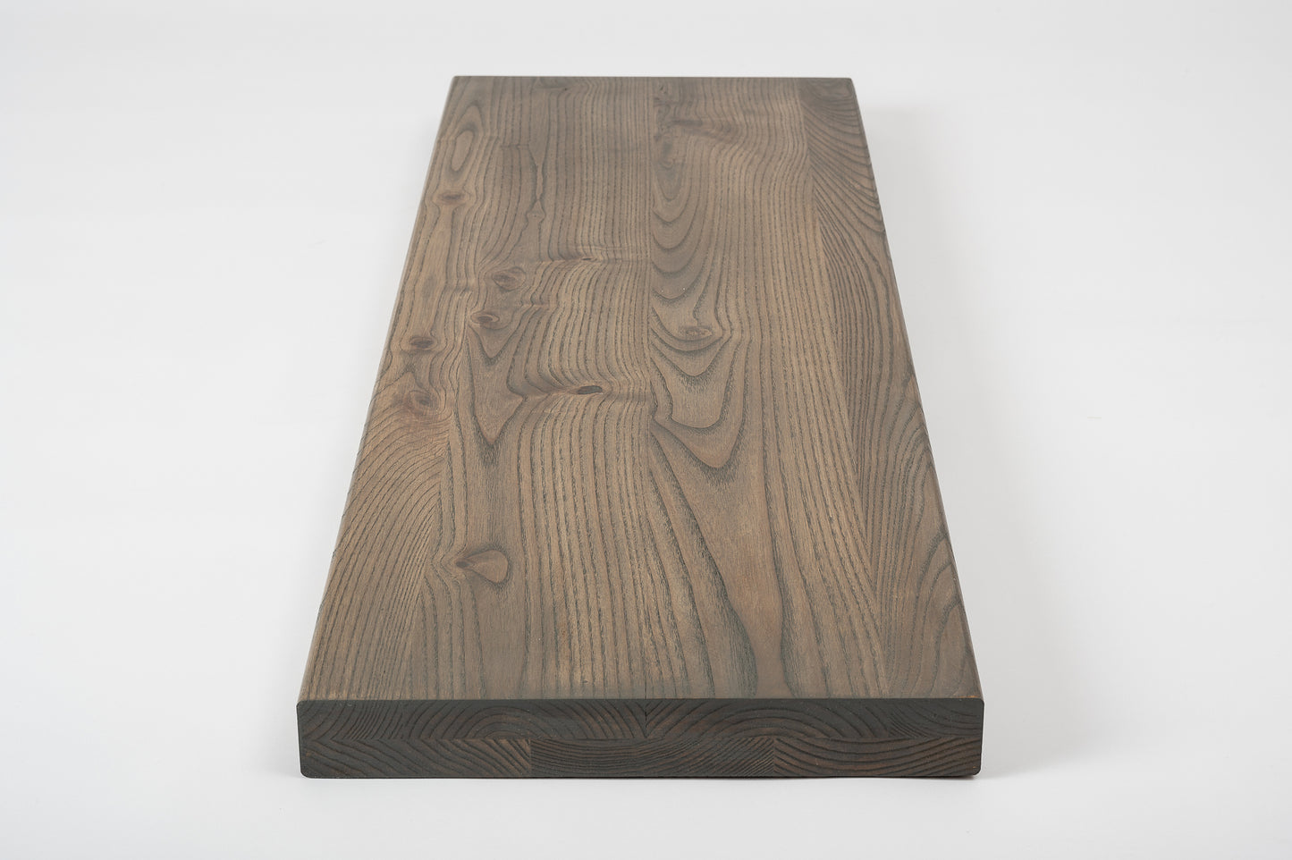Shelf Stair tread Riser Windowsill Ash Rustic, full stave lamellas, 40 mm, 2-layer, Graphite oil