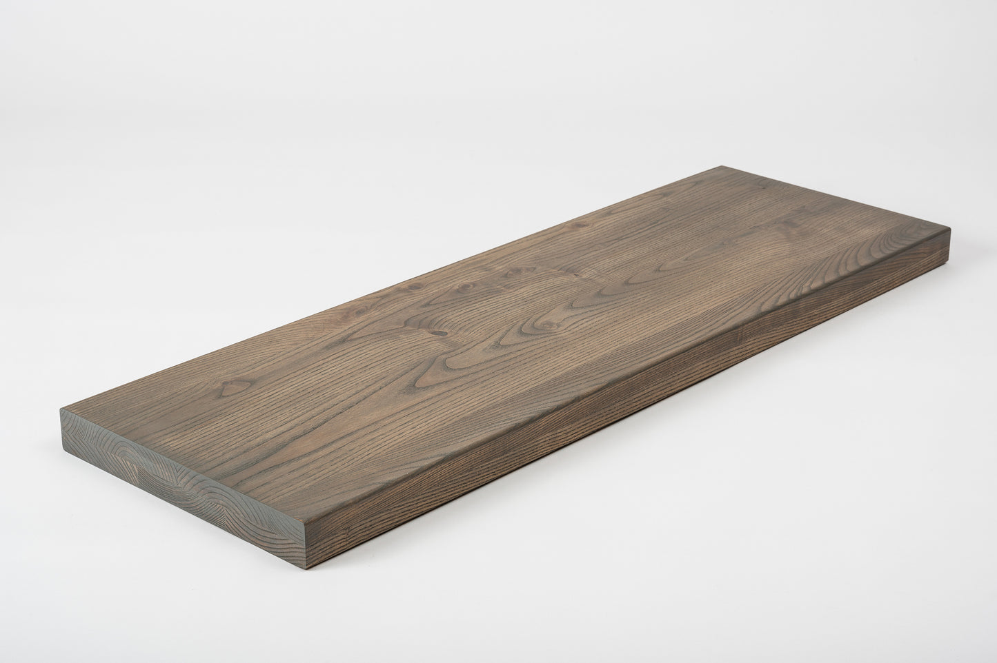 Shelf Stair tread Riser Windowsill Ash Rustic, full stave lamellas, 40 mm, 2-layer, Graphite oil