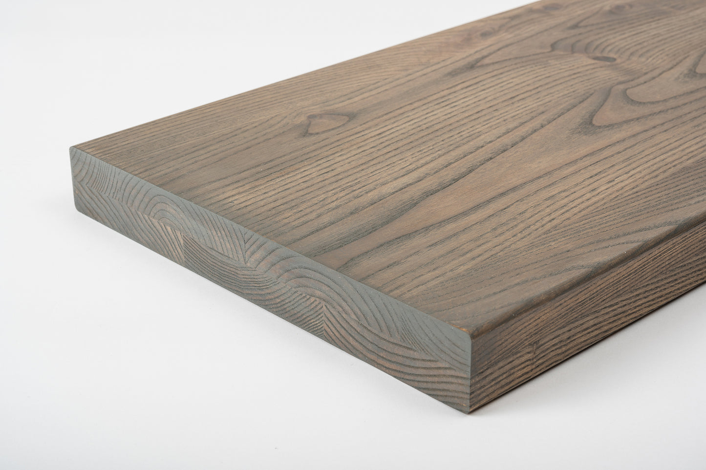 Shelf Stair tread Riser Windowsill Ash Rustic, full stave lamellas, 40 mm, 2-layer, Graphite oil