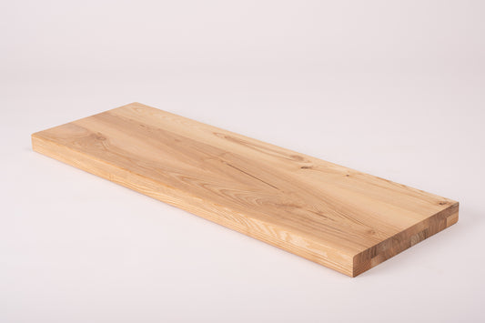 Shelf Stair tread Riser Windowsill Ash Rustic, full stave lamellas, 40 mm, 2-layer, Hard wax oil Natural (colourless)