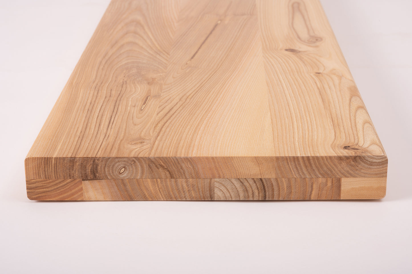 Shelf Stair tread Riser Windowsill Ash Rustic, full stave lamellas, 40 mm, 2-layer, Hard wax oil Natural (colourless)